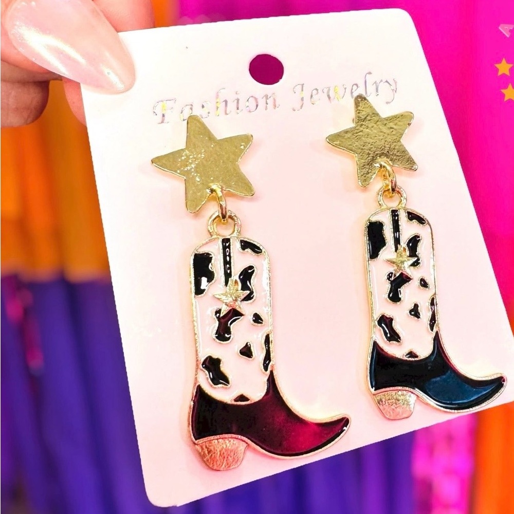 Cowboy Boot Star Earrings